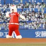 交流戦史上初の着ぐるみ始球式！ひょっこりはんがノーバン投球