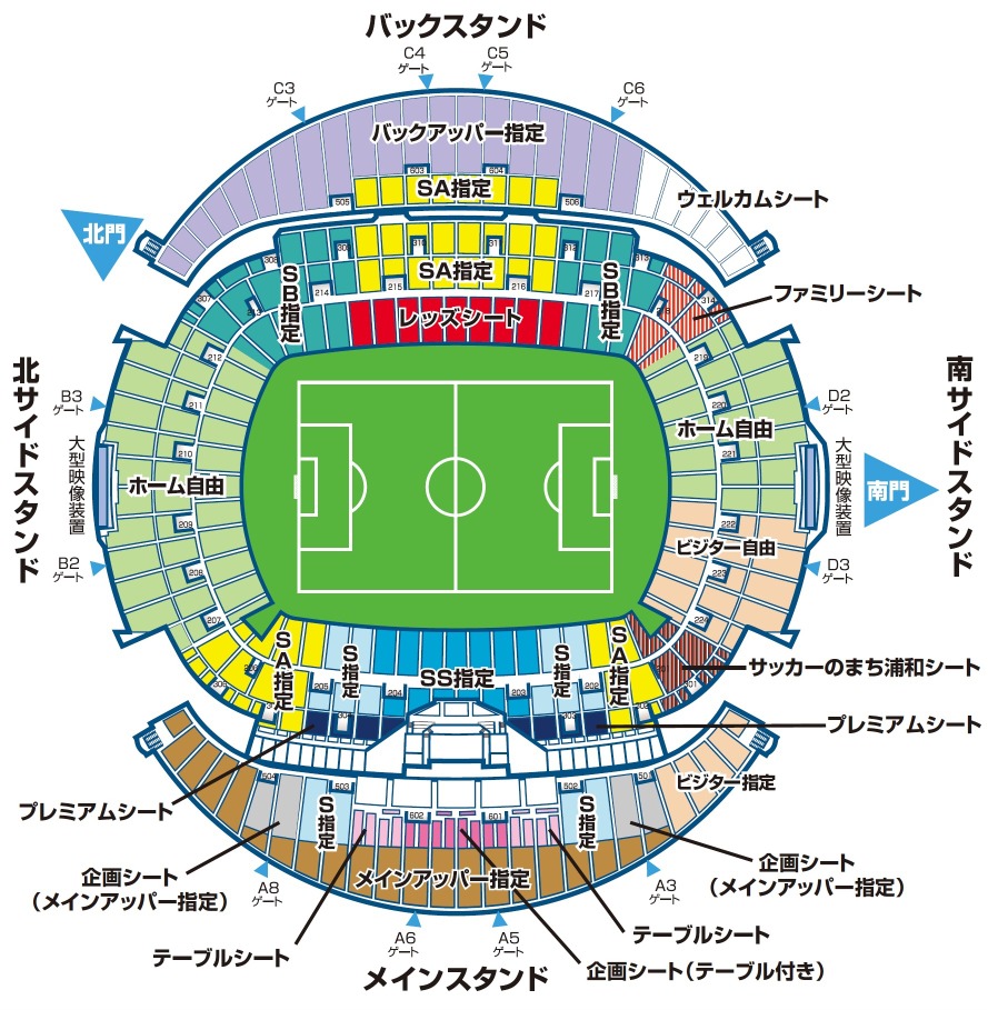 浦和レッズ 埼玉スタジアムの席種 席割りに関する設定変更を実施 Cycle やわらかスポーツ情報サイト