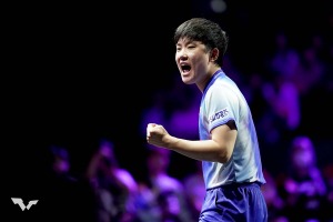 張本智和、日本開催初陣での勝利に「1勝を届けることができて嬉しい」　2回戦はパリ五輪因縁の相手も8強誓う【WTTチャンピオンズ横浜】