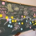 教室の黒板を利用して、多摩川沿いの情報を書き込む地図が用意されている