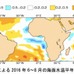 季節予報モデルによる6～8月の海面水温平年偏差予測（出典：ECMWF）