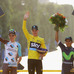 ツール・ド・フランスの総合優勝はフルーム（中央）、2位にバルデ（左）、3位にキンタナ（2016年7月24日）