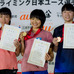 スポーツクライミング日本ユース選手権リード競技大会2017が開催。女子ユースA表彰台（2017年4月16日）