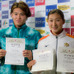 第34回コナミオープンに出場した中村克（左）と池江璃花子（2018年2月18日）