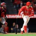 8回に3安打目となる中前安打を放ったエンゼルス・大谷翔平【写真：Getty Images】