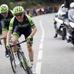 2015年カタルーニャ一周第3ステージ、追走するアンドリュー・タランスキーとダニエル・マーティン（キャノンデール・ガーミン）